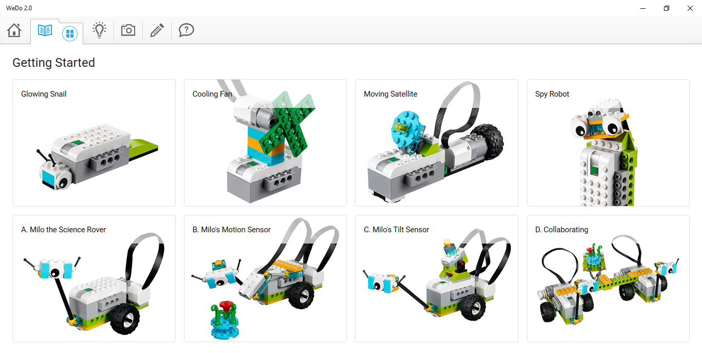 Lego Wedo 2.0 built-in projects